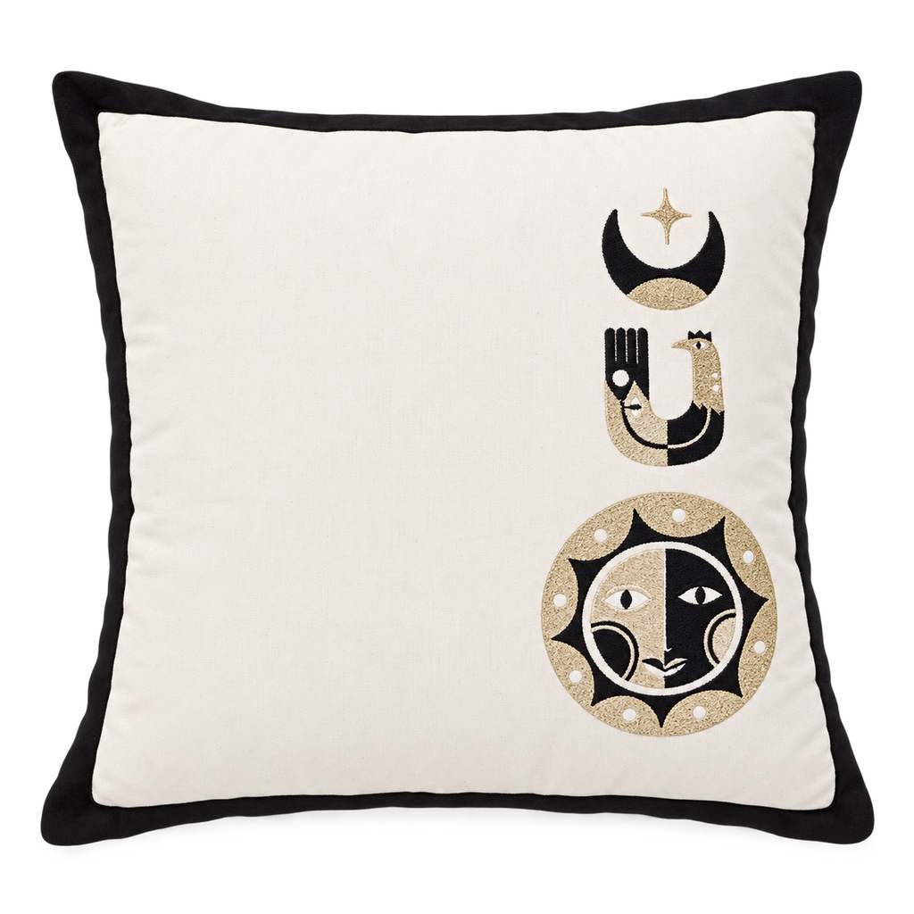 Golden trio embroidered cushion