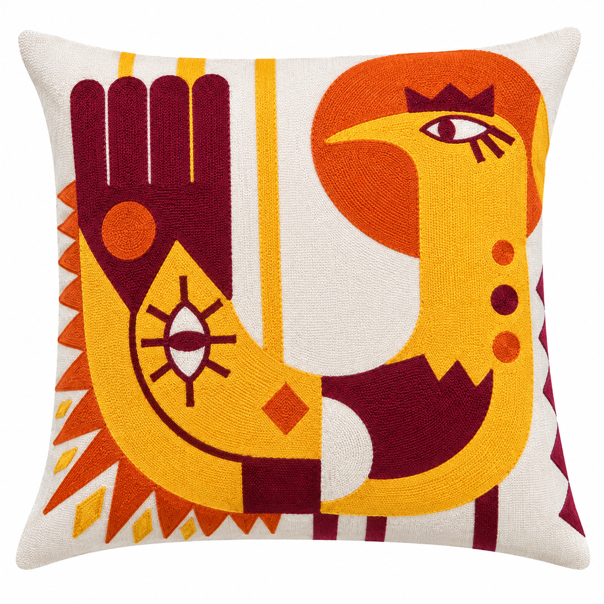 Sun bird tufted cushion
