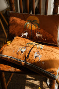 The hidden oasis velvet embroidered cushion